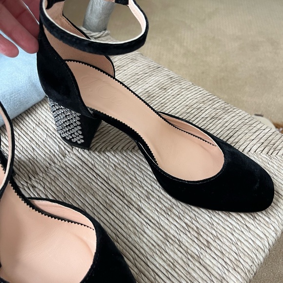 J. Crew Black Velvet Heels with Crystal Embellishments - Picture 3 of 6